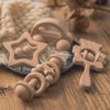 Wooden Baby Rattles Set | Beech Wood Teether and Musical Montessori Toy for Infants