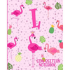 Composition Notebook L: Pink Flamingo Initial L Composition Wide Ruled Notebook - Paperback