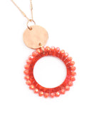 Myn1327 - Glass Beaded Hoop Pendant Necklace