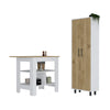 Bowie 2 Piece Kitchen Set, White / Light Oak
