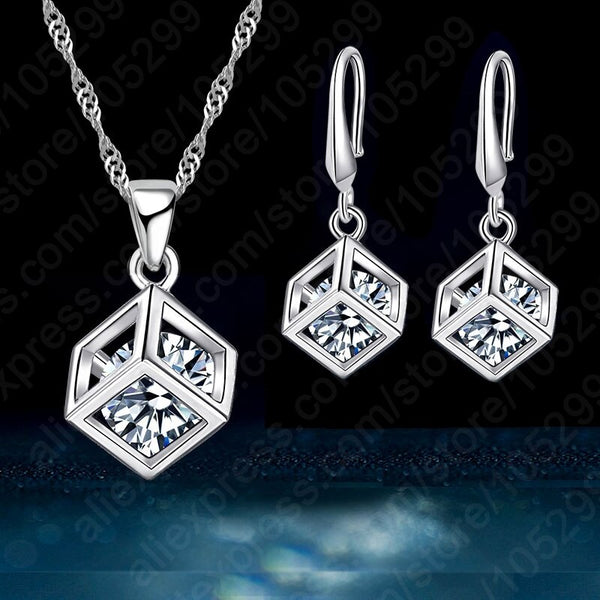 Set Square Pendant Necklace Earrings