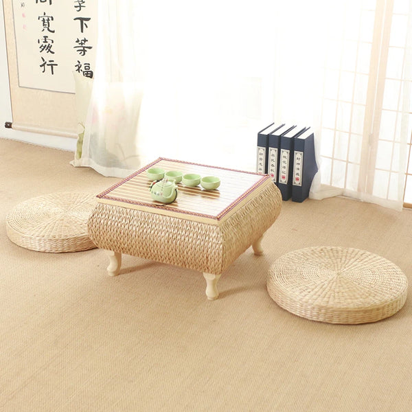 Small Coffee Table With Storage Bamboo and Rattan Tatami Platform Low Table for Living Room Furniture Home Bay Window Balcony