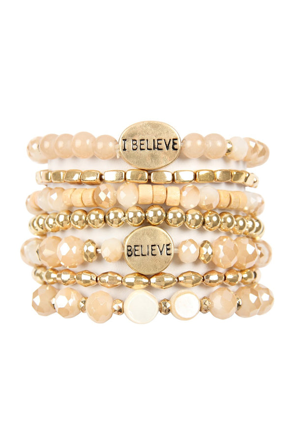 "I Believe" Charm Mix Beads Bracelet