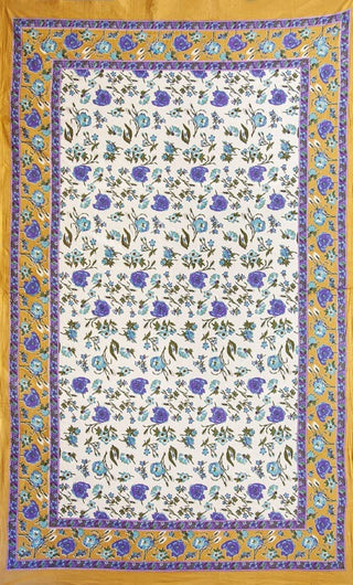 Floral Printed Wall Hanging Picnic Tapestry -Beige/Blue