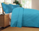 DaDa Bedding Gentle Wave Turquoise Teal Blue Thin & Lightweight Quilted Bedspread Set (LH3000)