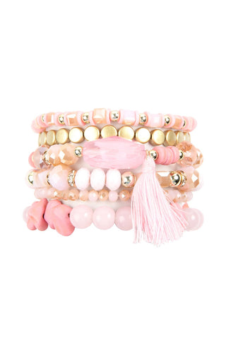 Buy pink Boho Tassel Charm Bracelet