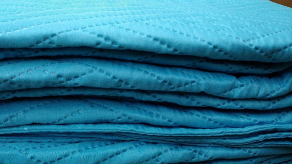 Solid Turquoise Teal Blue Thin & Lightweight Reversible Quilted Coverlet Bedspread Set (LH3000)