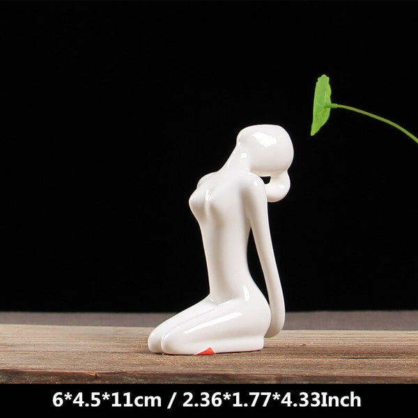VILEAD 12 Styles White Ceramic Yoga Figurines Ename Yoga Miniatures Abstract Yog Stattues Yoj Figurines Vintage Home Decor