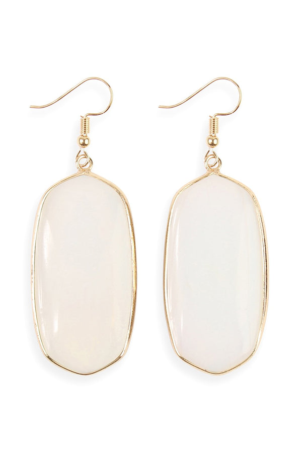 Natural Oval Stone Earrings