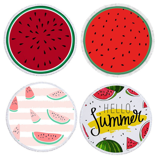 Summer Watermelon Round Beach Towels Thick Bath Shower Towel 150cm Yoga Picnic Circle Mat Carpet Blanket Serviette De Plage