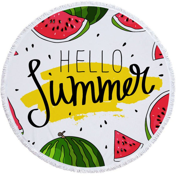 Summer Watermelon Round Beach Towels Thick Bath Shower Towel 150cm Yoga Picnic Circle Mat Carpet Blanket Serviette De Plage