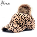 Faux Fur Pompom Ball Leopard Cap